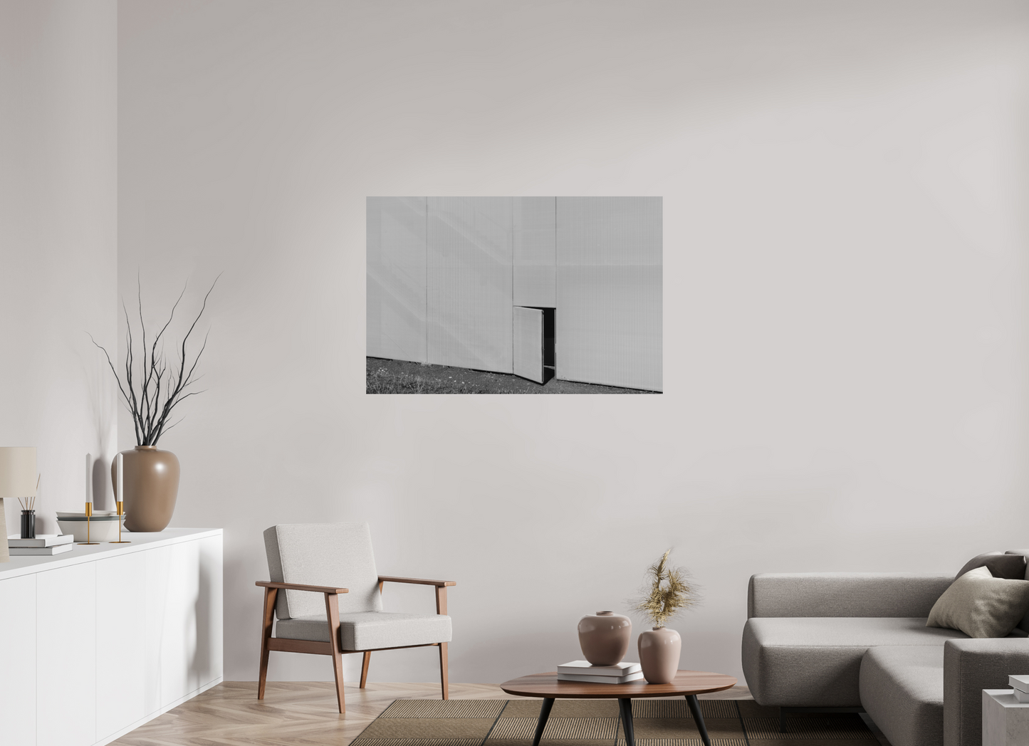 120 x 80 cm, Ilford on Aluminium Temptation - Minimalistische Schwarzweiß-Architekturfotografie - Hochwertiger Abzug in Galeriequalität