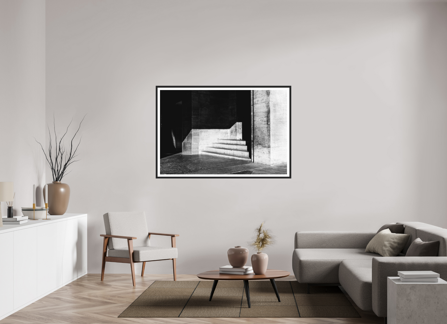 150 x 100 cm, Ilford on Aluminium behind Acrylic Glass, Framed with Border Admission - Schwarzweiß-Architekturfotografie - Hochwertiger Abzug in Galeriequalität