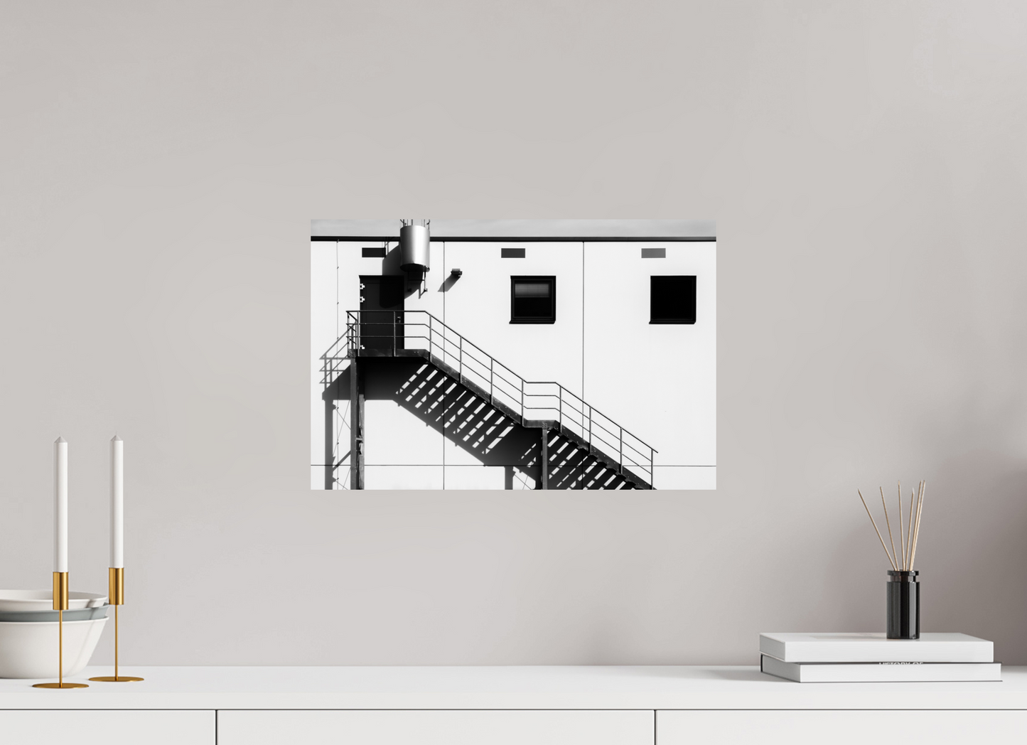 45 x 30 cm, Baryta Photo Print Floating - Schwarzweiß-Architekturfotografie - Hochwertiger Abzug in Galeriequalität