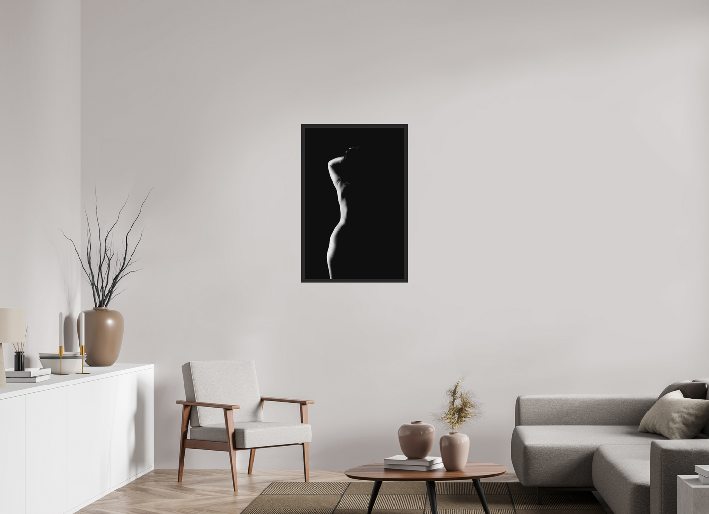 Crescent Moon - Schwarzweiß-Fotografie, Teilakt - Hochwertiger Abzug in Galeriequalität