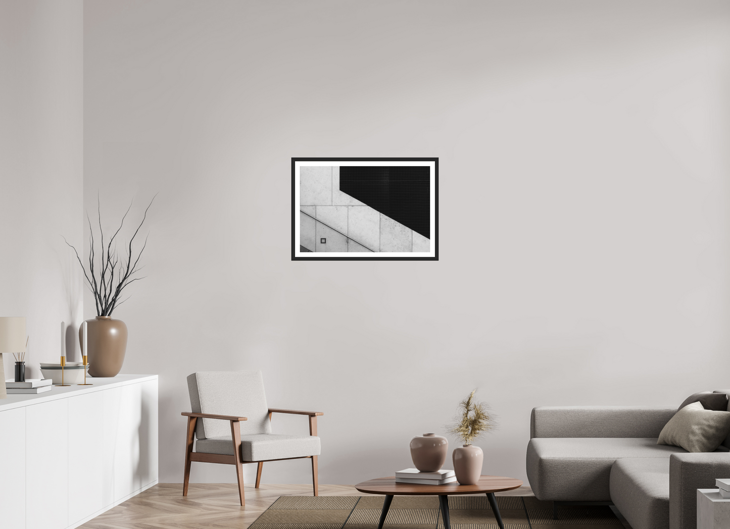75 x 50 cm, Ilford on Aluminium behind Acrylic Glass, Framed with Border Cut - Abstrakte Schwarzweiß-Fotografie - Hochwertiger Abzug in Galeriequalität