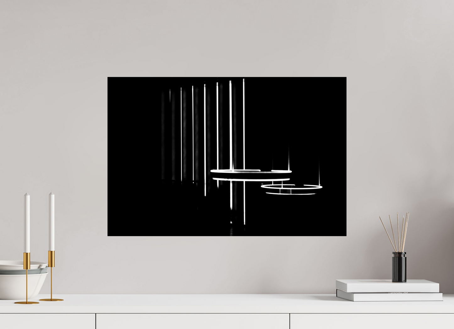 Contact - Abstrakte Schwarzweiß-Nachtfotografie - Hochwertiger Abzug in Galeriequalität