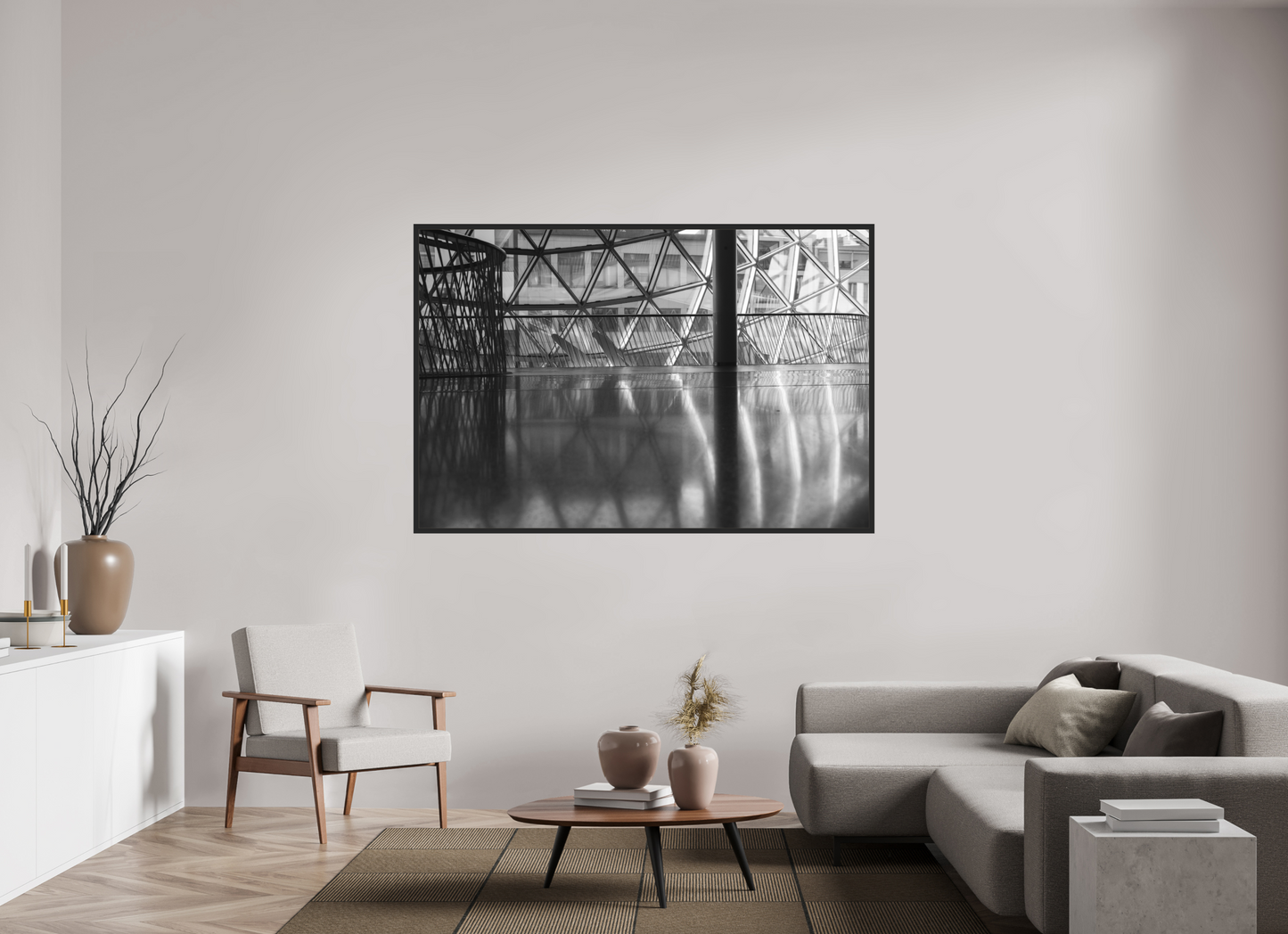 180 x 120 cm, Ilford on Aluminium, Framed Polished - Schwarzweiß-Architekturfotografie - Hochwertiger Abzug in Galeriequalität
