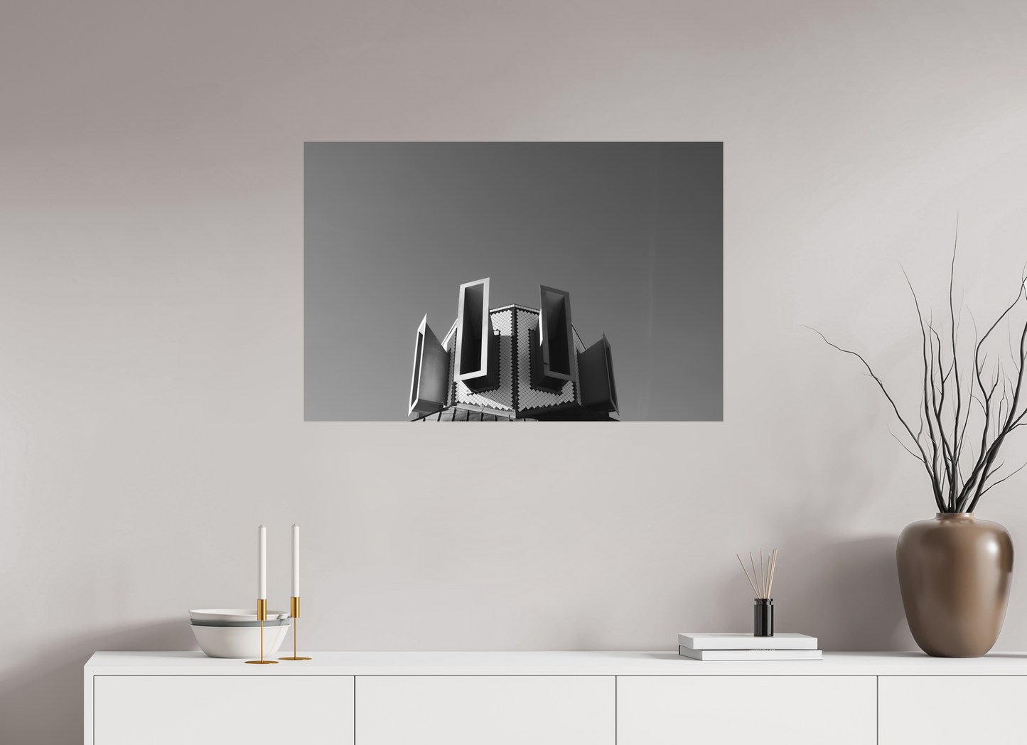 Horns - Abstrakte Schwarzweiß-Architekturfotografie - Hochwertiger Abzug in Galeriequalität