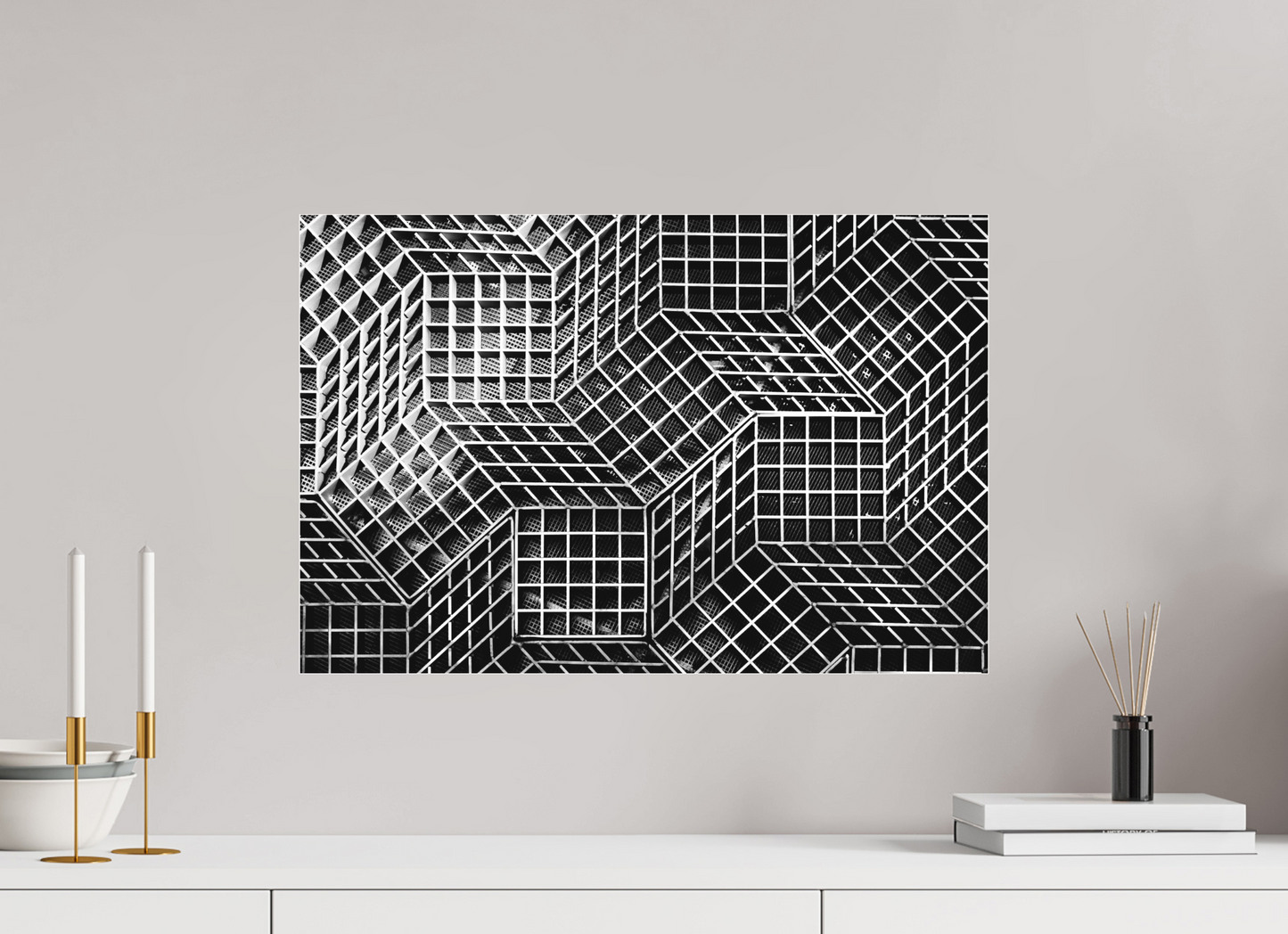Rubik's Cube - Abstrakte Schwarzweiß-Fotografie, Naheinstellung - Hochwertiger Abzug in Galeriequalität