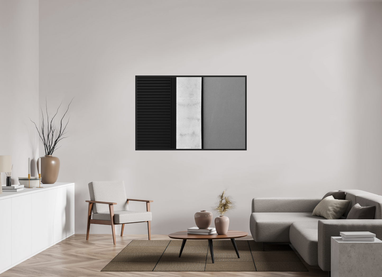 150 x 100 cm, Ilford on Aluminium behind Acrylic Glass, Framed Palette - Abstrakte Schwarzweiß-Fotografie - Hochwertiger Abzug in Galeriequalität