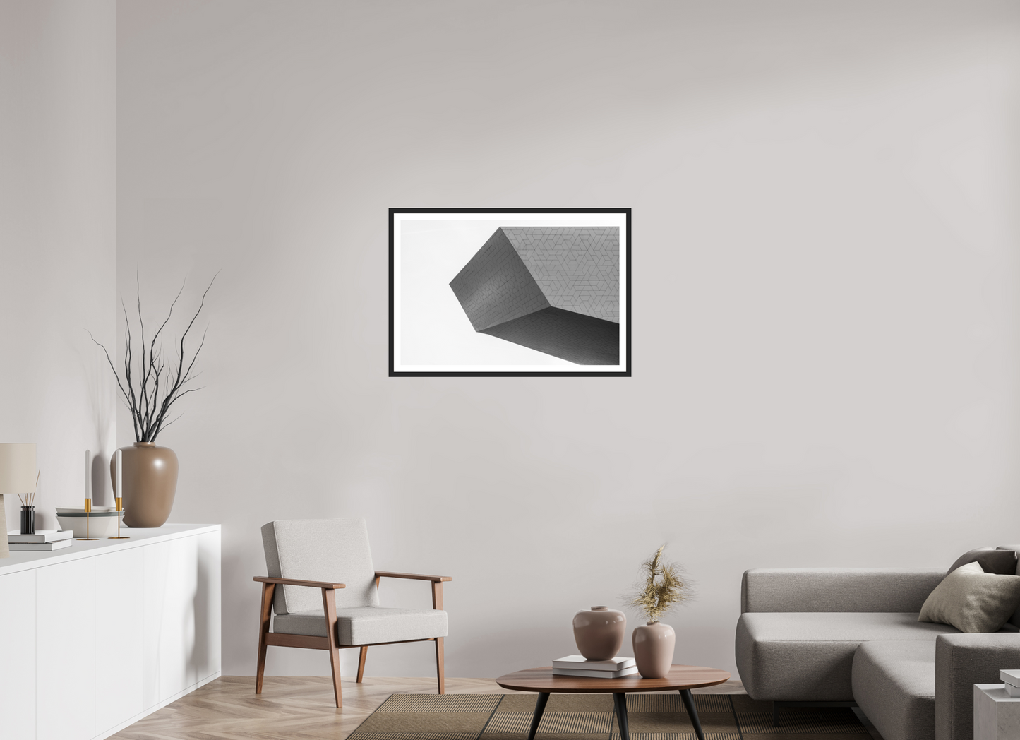 90 x 60 cm, Ilford on Aluminium, Framed with Border Intruder - Schwarzweiß-Architekturfotografie - Hochwertiger Abzug in Galeriequalität