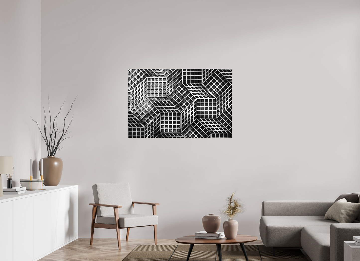 Rubik's Cube - Abstrakte Schwarzweiß-Fotografie, Naheinstellung - Hochwertiger Abzug in Galeriequalität