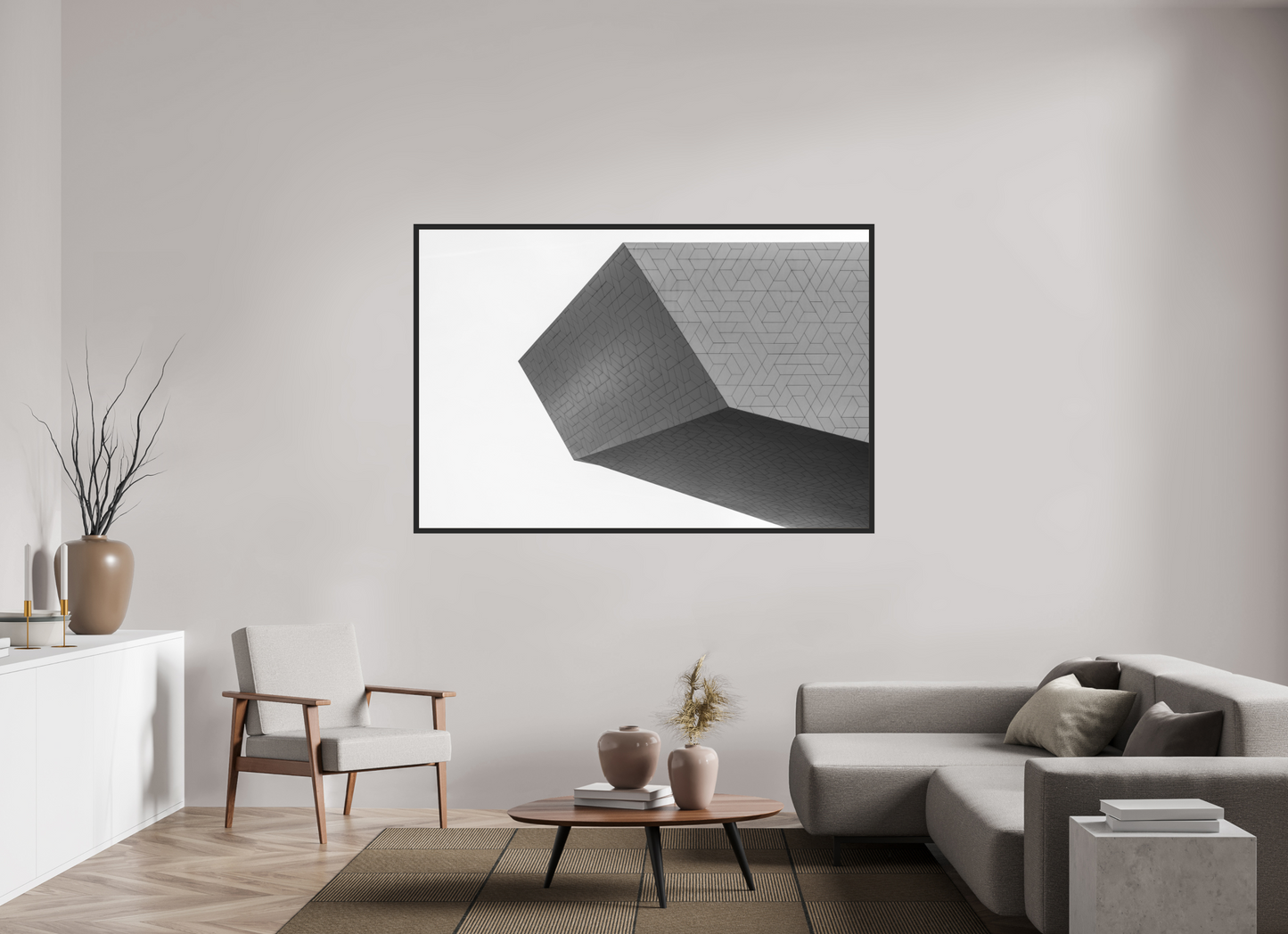 180 x 120 cm, Ilford on Aluminium behind Acrylic Glass, Framed Intruder - Schwarzweiß-Architekturfotografie - Hochwertiger Abzug in Galeriequalität