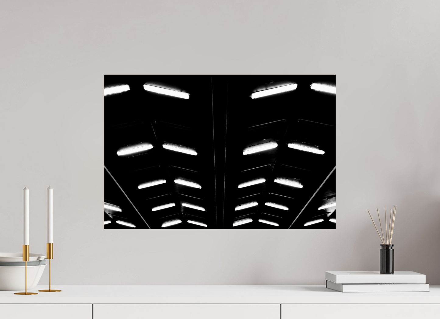Flock - Abstrakte Schwarzweiß-Nachtfotografie - Hochwertiger Abzug in Galeriequalität