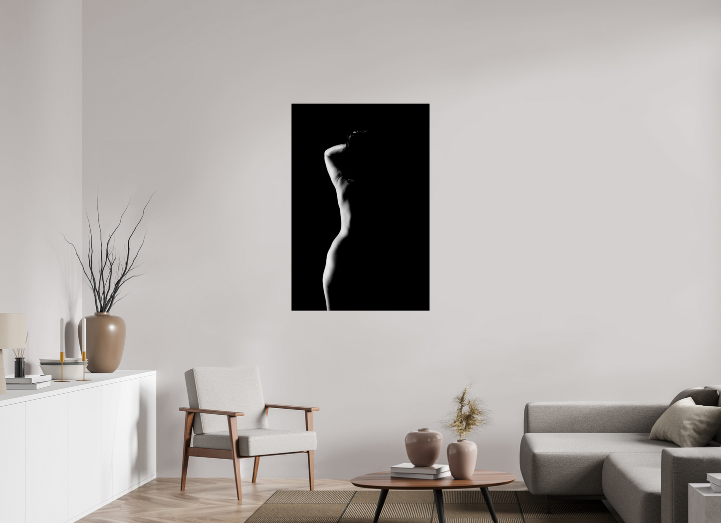 Crescent Moon - Schwarzweiß-Fotografie, Teilakt - Hochwertiger Abzug in Galeriequalität