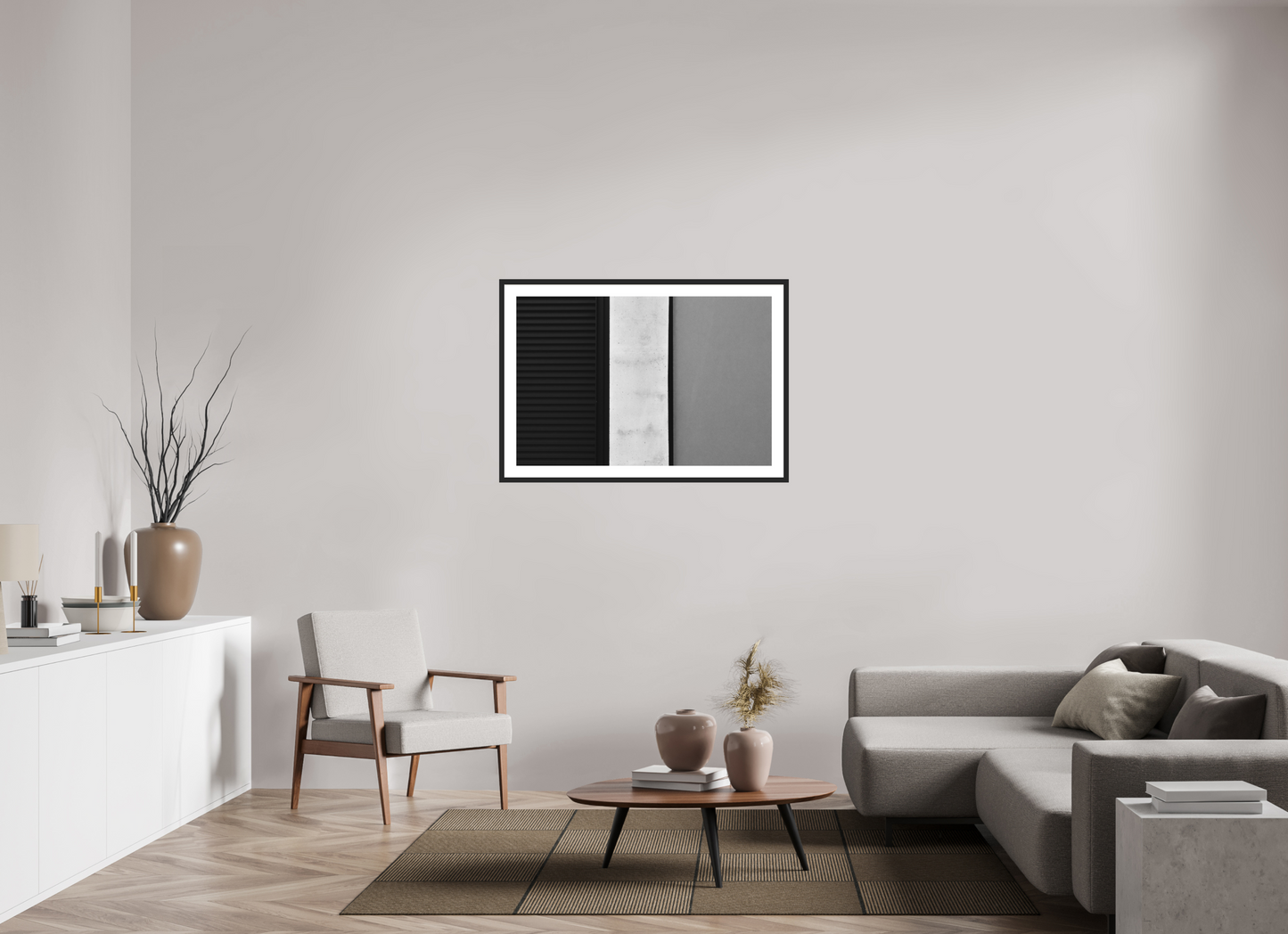105 x 70 cm, Ilford Framed with Passepartout and Premium Glass Palette - Abstrakte Schwarzweiß-Fotografie - Hochwertiger Abzug in Galeriequalität