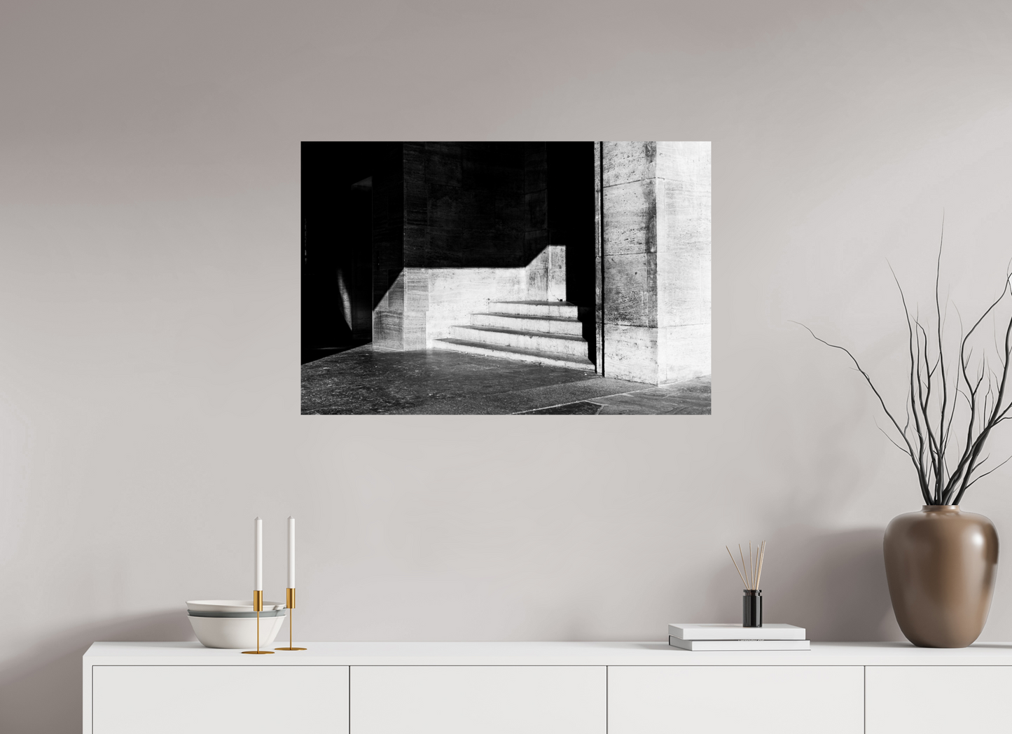90 x 60 cm, Baryta Photo Print Admission - Schwarzweiß-Architekturfotografie - Hochwertiger Abzug in Galeriequalität