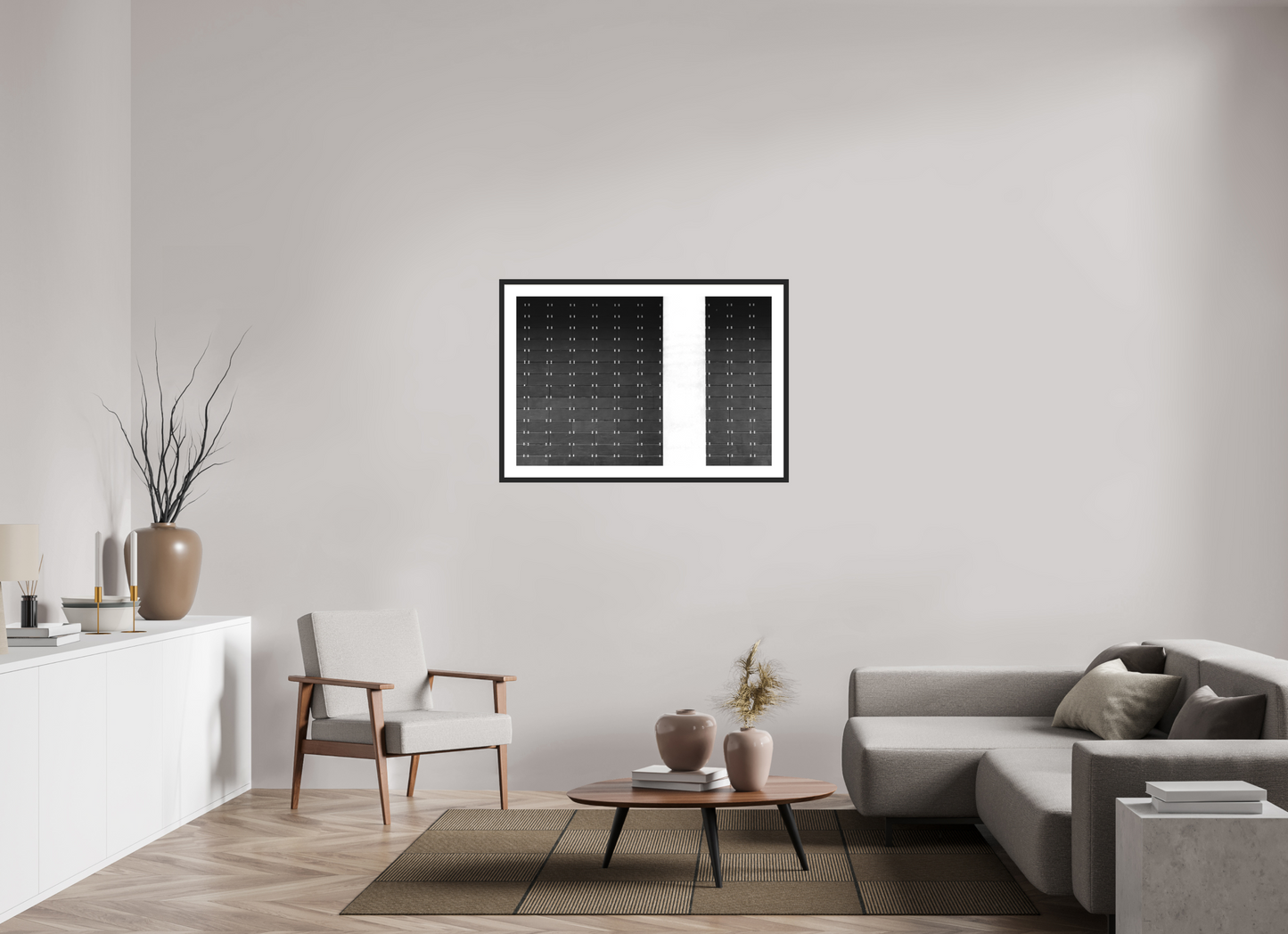 105 x 70 cm, Ilford Framed with Passepartout and Premium Glass Drawers -Schwarzweiß-Fotografie, Naheinstellung - Hochwertiger Abzug in Galeriequalität