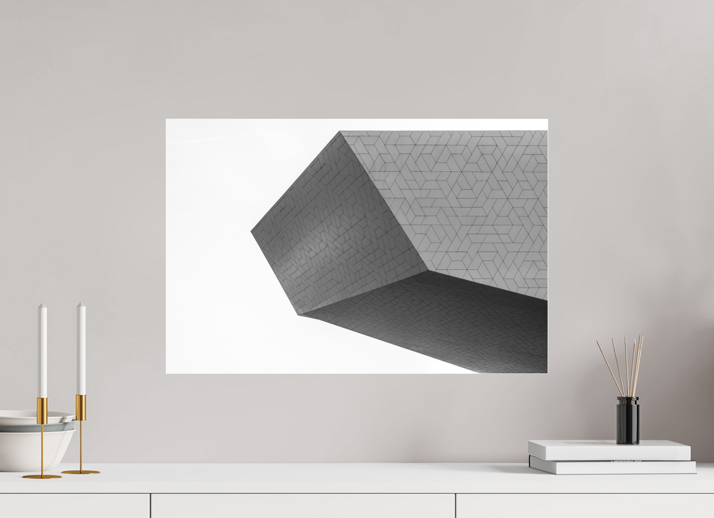 60 x 40 cm, Ilford on Aluminium behind Acrylic Glass Intruder - Schwarzweiß-Architekturfotografie - Hochwertiger Abzug in Galeriequalität