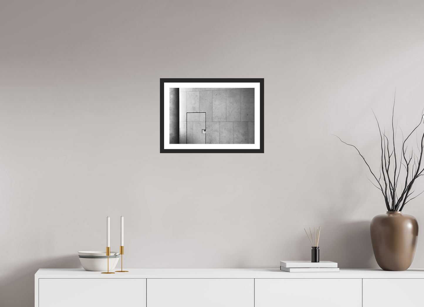 45 x 30 cm, Ilford on Aluminium behind Acrylic Glass, Framed with Border Shut - Schwarzweiß-Architekturfotografie - Hochwertiger Abzug in Galeriequalität