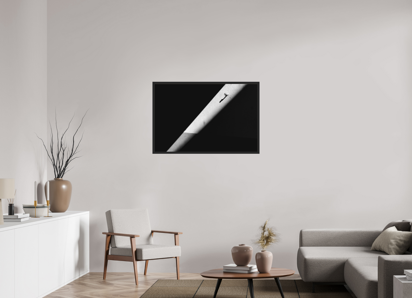 105 x 70 cm, Ilford on Aluminium behind Acrylic Glass, Framed Isolation - Abstrakte Schwarzweiß-Fotografie - Hochwertiger Abzug in Galeriequalität