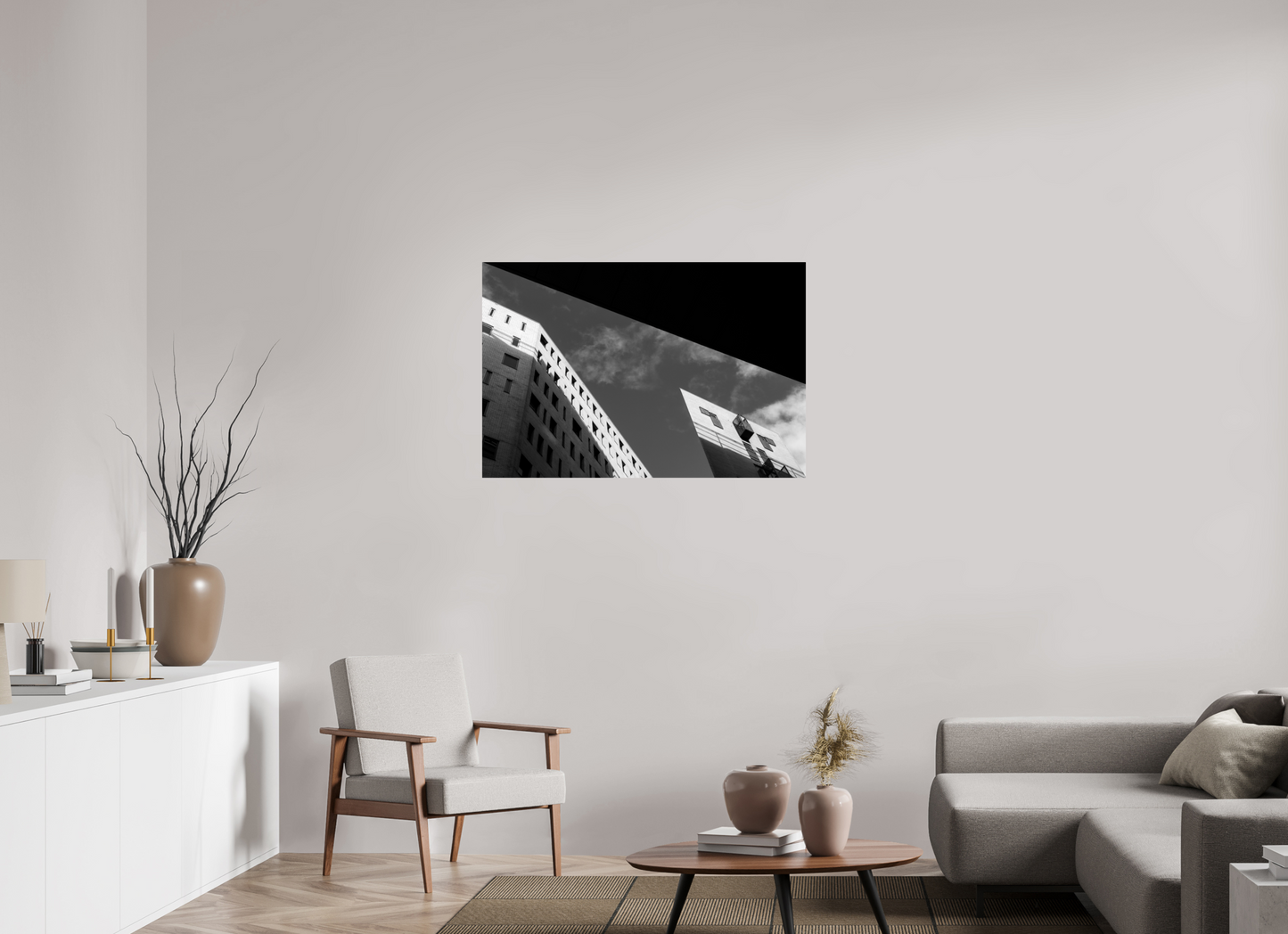 105 x 70 cm, Ilford Photo Print Truncated - Schwarzweiß-Architekturfotografie - Hochwertiger Abzug in Galeriequalität