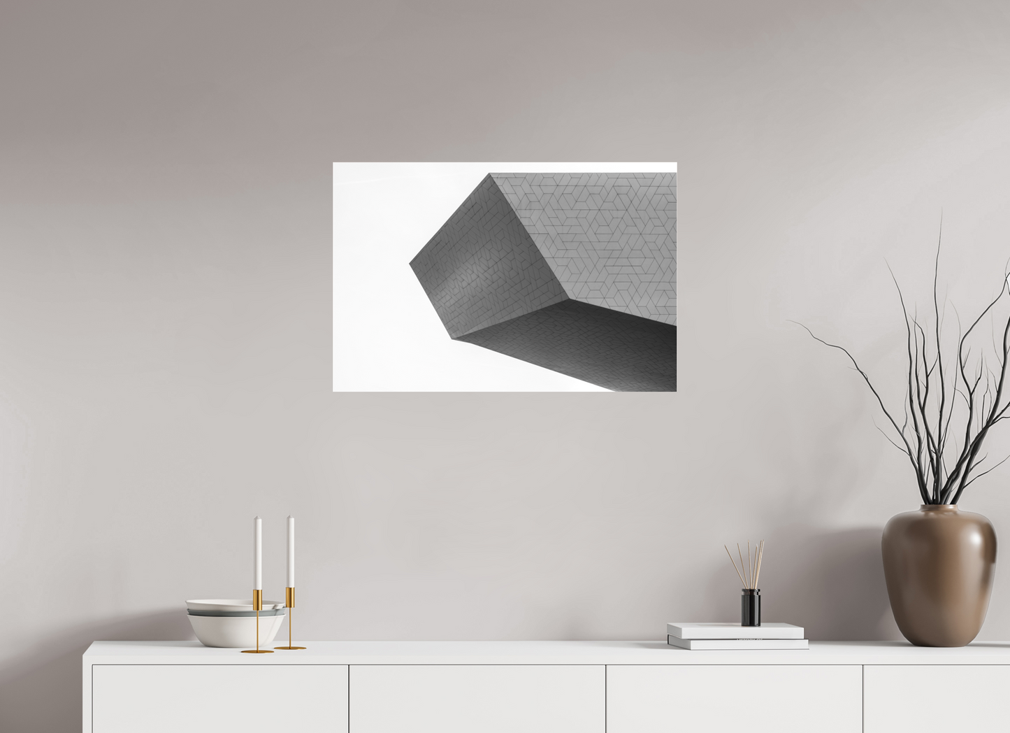 75 x 50 cm, Ilford on Aluminium behind Acrylic Glass Intruder - Schwarzweiß-Architekturfotografie - Hochwertiger Abzug in Galeriequalität