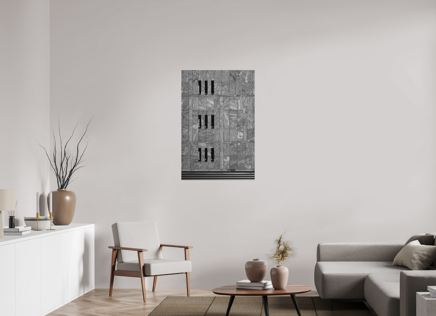 70 x 105 cm, Ilford on Aluminium Nine - Schwarzweiß-Architekturfotografie - Hochwertiger Abzug in Galeriequalität