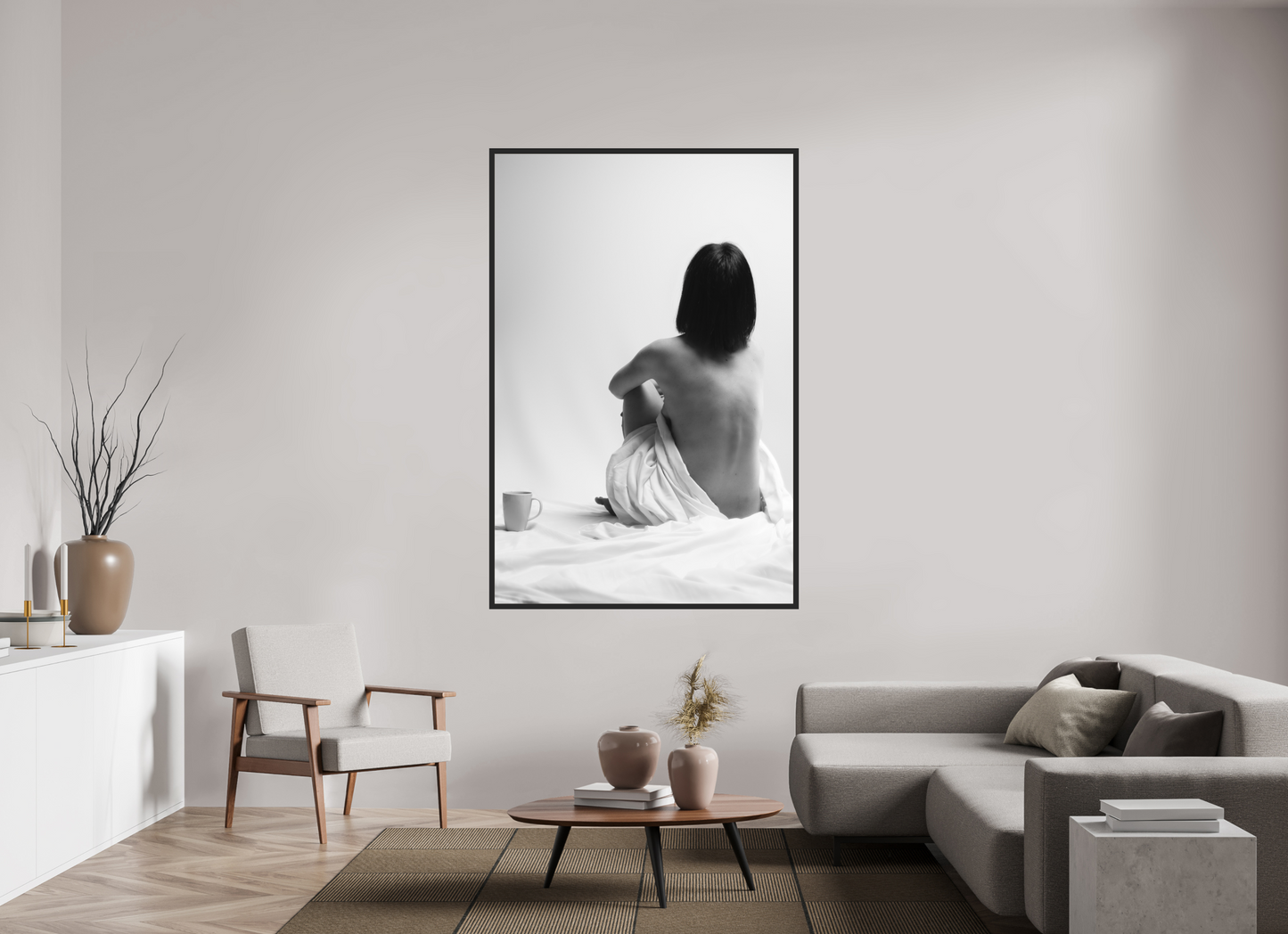 Absent - Schwarzweiß-Fotografie, Teilakt - Hochwertiger Abzug in Galeriequalität