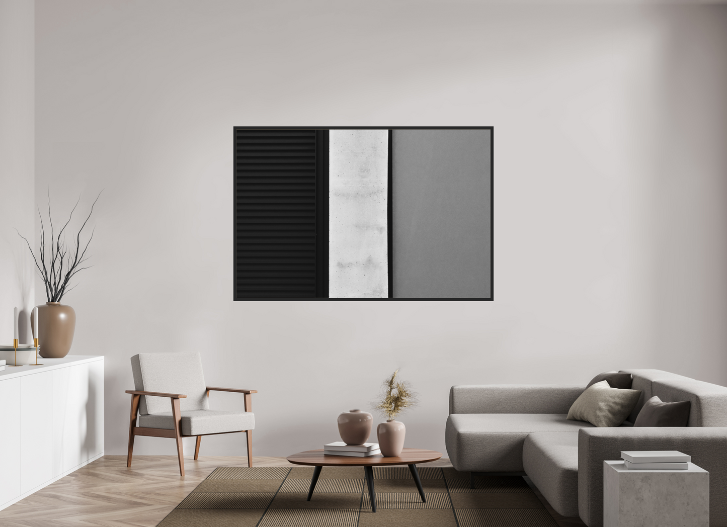 180 x 120 cm, Ilford on Aluminium behind Acrylic Glass, Framed Palette - Abstrakte Schwarzweiß-Fotografie - Hochwertiger Abzug in Galeriequalität