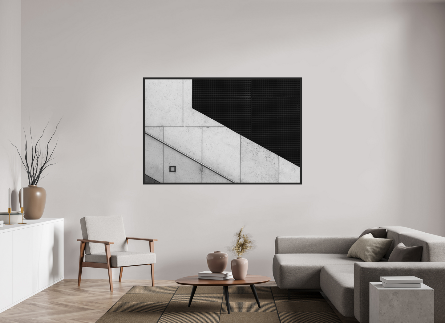 180 x 120 cm, Ilford on Aluminium, Framed Cut - Abstrakte Schwarzweiß-Fotografie - Hochwertiger Abzug in Galeriequalität