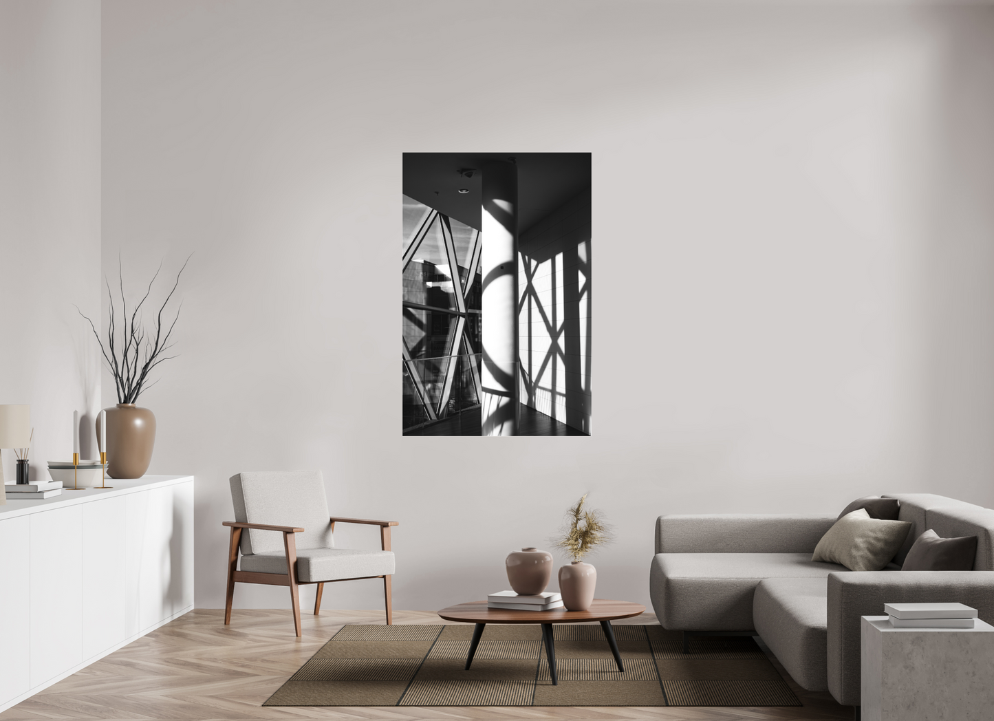 100 x 150 cm, Ilford on Aluminium behind Acrylic Glass Cornered - Schwarzweiß-Architekturfotografie - Hochwertiger Abzug in Galeriequalität