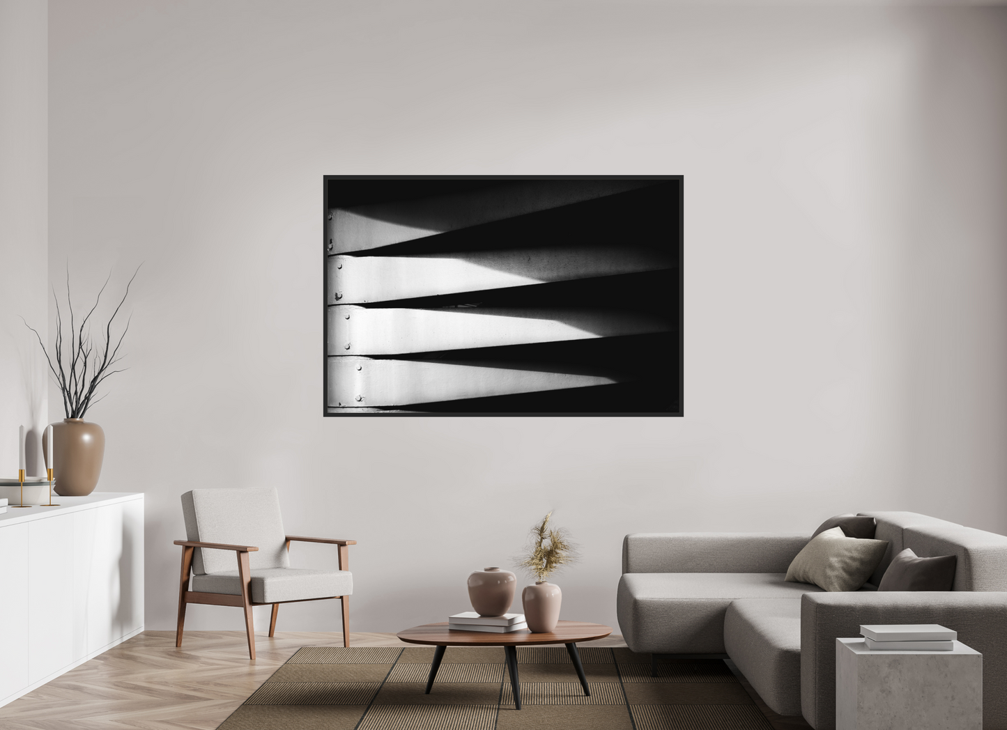 180 x 120 cm, Ilford on Aluminium, Framed Fangs - Abstrakte Schwarzweiß-Fotografie - Hochwertiger Abzug in Galeriequalität