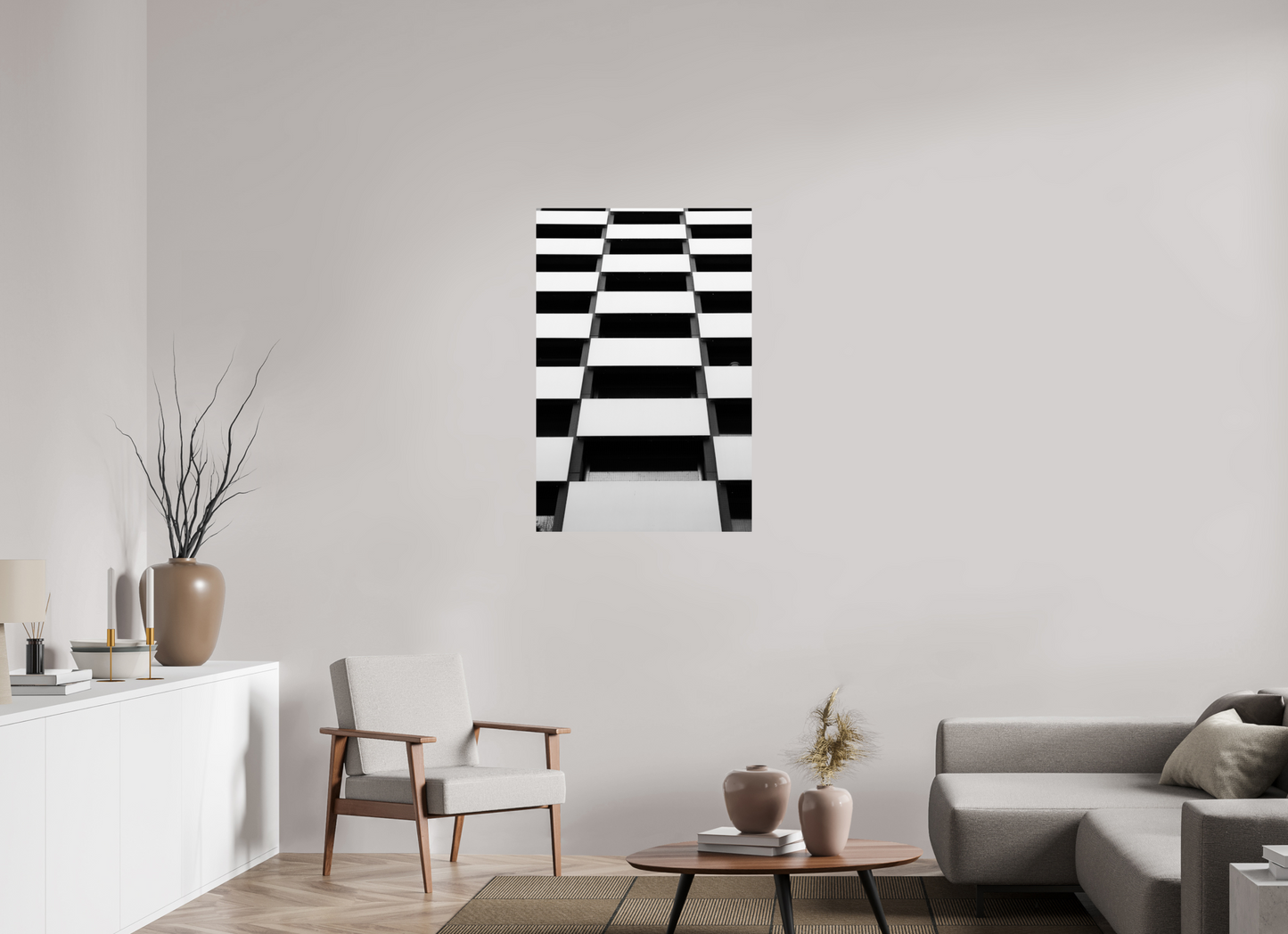 Checkers - Schwarzweiß-Architekturfotografie - Hochwertiger Abzug in Galeriequalität