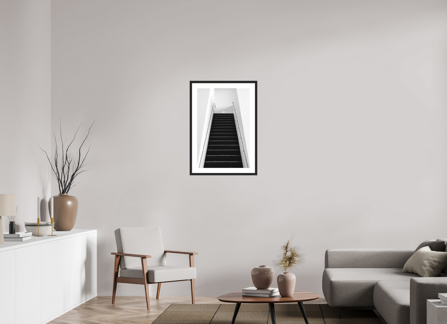 50 x 75 cm, Ilford Framed with Passepartout and Premium Glass Climb - Schwarzweiß-Architekturfotografie - Hochwertiger Abzug in Galeriequalität