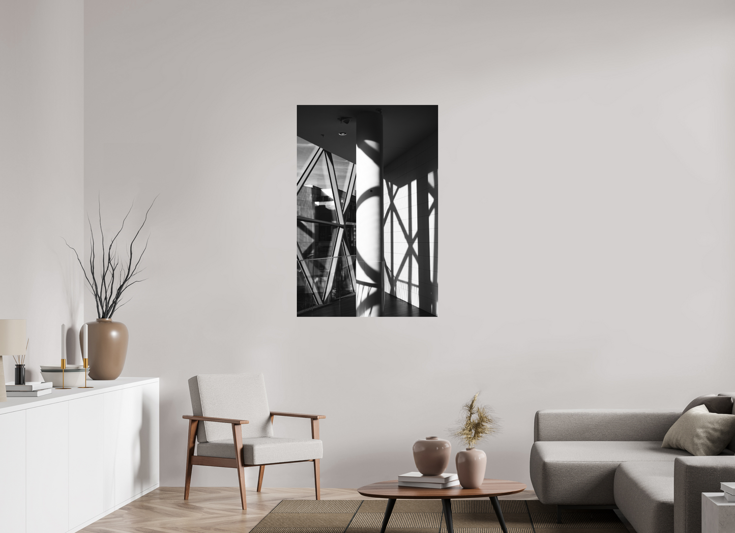 80 x 120 cm, Ilford on Aluminium Cornered - Schwarzweiß-Architekturfotografie - Hochwertiger Abzug in Galeriequalität