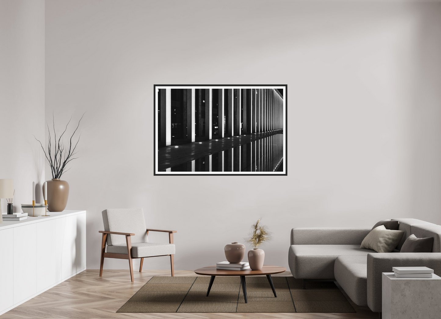 Rail - Schwarzweiß-Nachtfotografie - Hochwertiger Abzug in Galeriequalität
