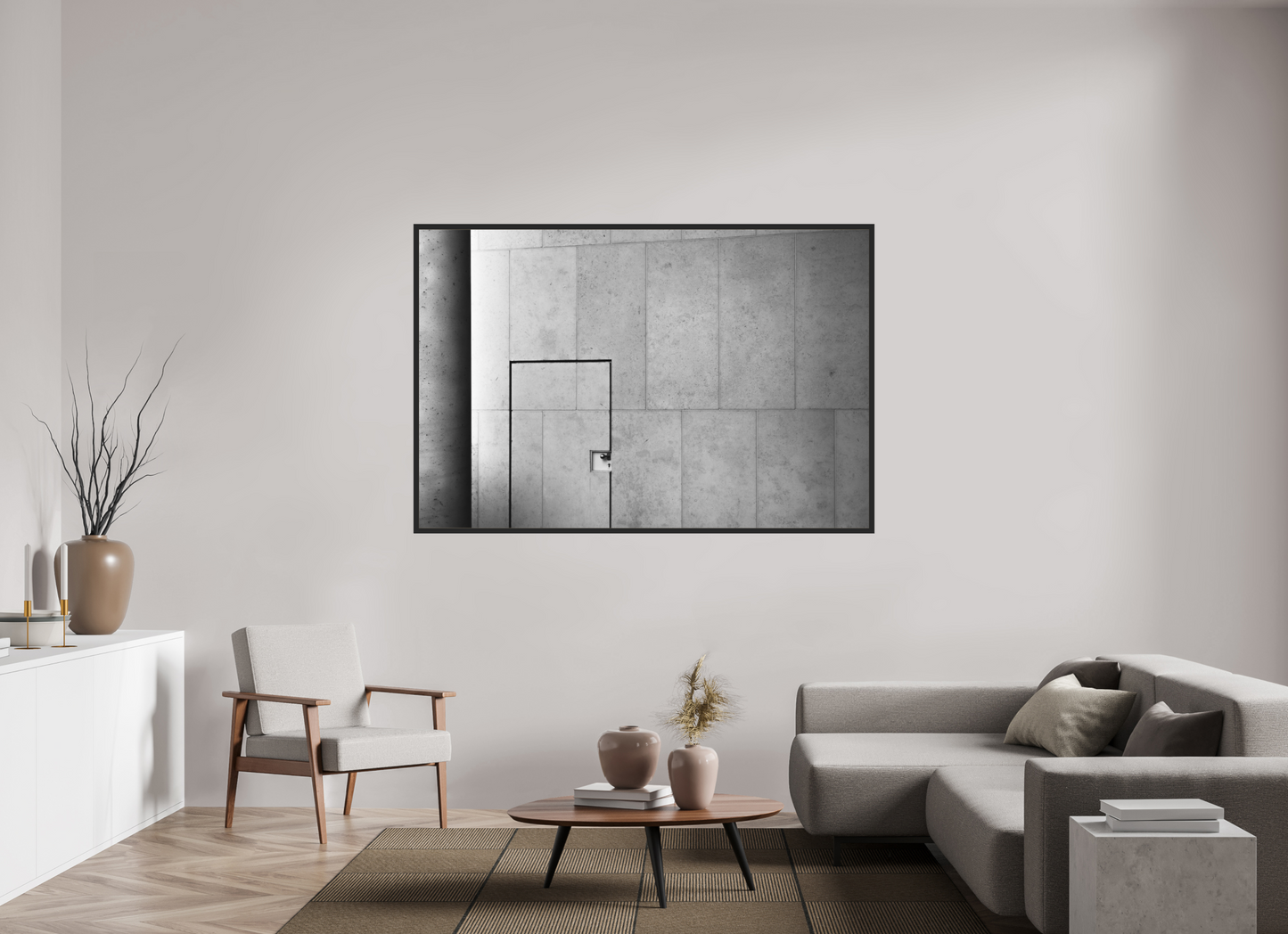 180 x 120 cm, Ilford on Aluminium behind Acrylic Glass, Framed Shut - Schwarzweiß-Architekturfotografie - Hochwertiger Abzug in Galeriequalität