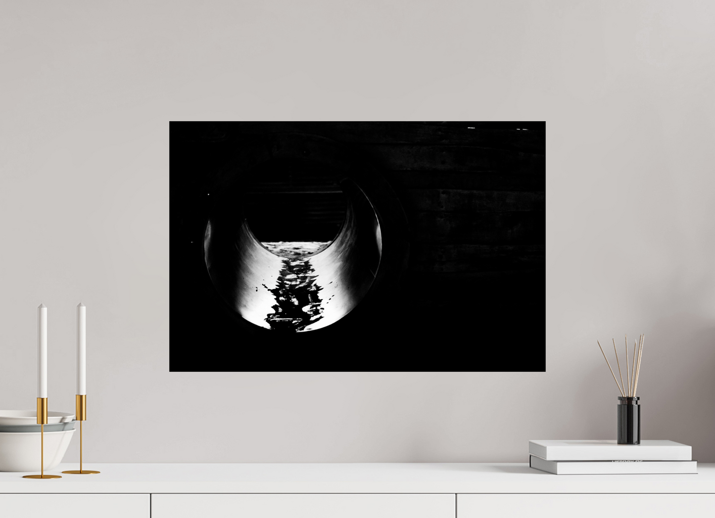 60 x 40 cm, Ilford Photo Print Pipe - Abstrakte Schwarzweiß Nachtfotografie - Hochwertiger Abzug in Galeriequalität