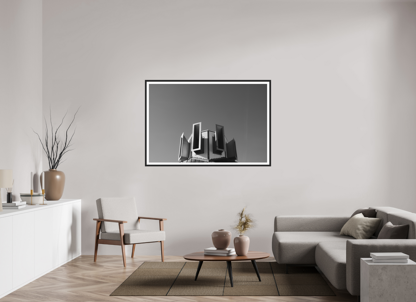 Horns - Abstrakte Schwarzweiß-Architekturfotografie - Hochwertiger Abzug in Galeriequalität