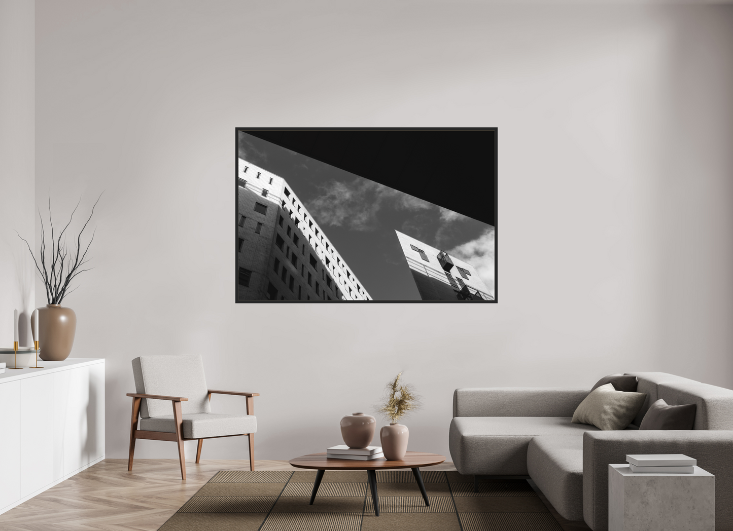 180 x 120 cm, Ilford on Aluminium behind Acrylic Glass, Framed Truncated - Schwarzweiß-Architekturfotografie - Hochwertiger Abzug in Galeriequalität