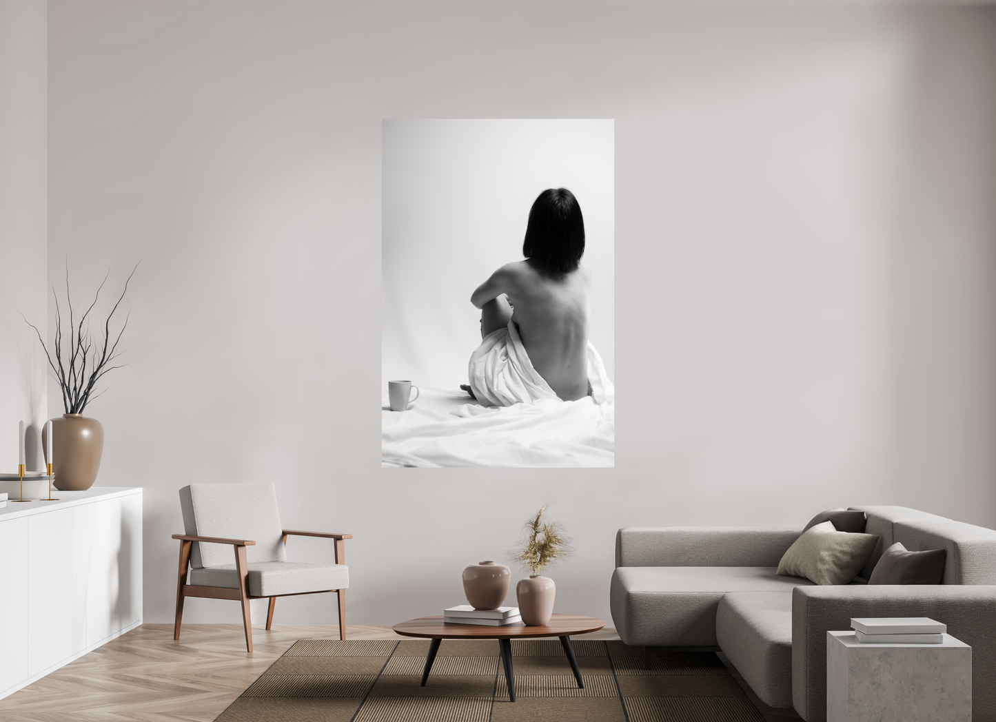 Absent - Schwarzweiß-Fotografie, Teilakt - Hochwertiger Abzug in Galeriequalität