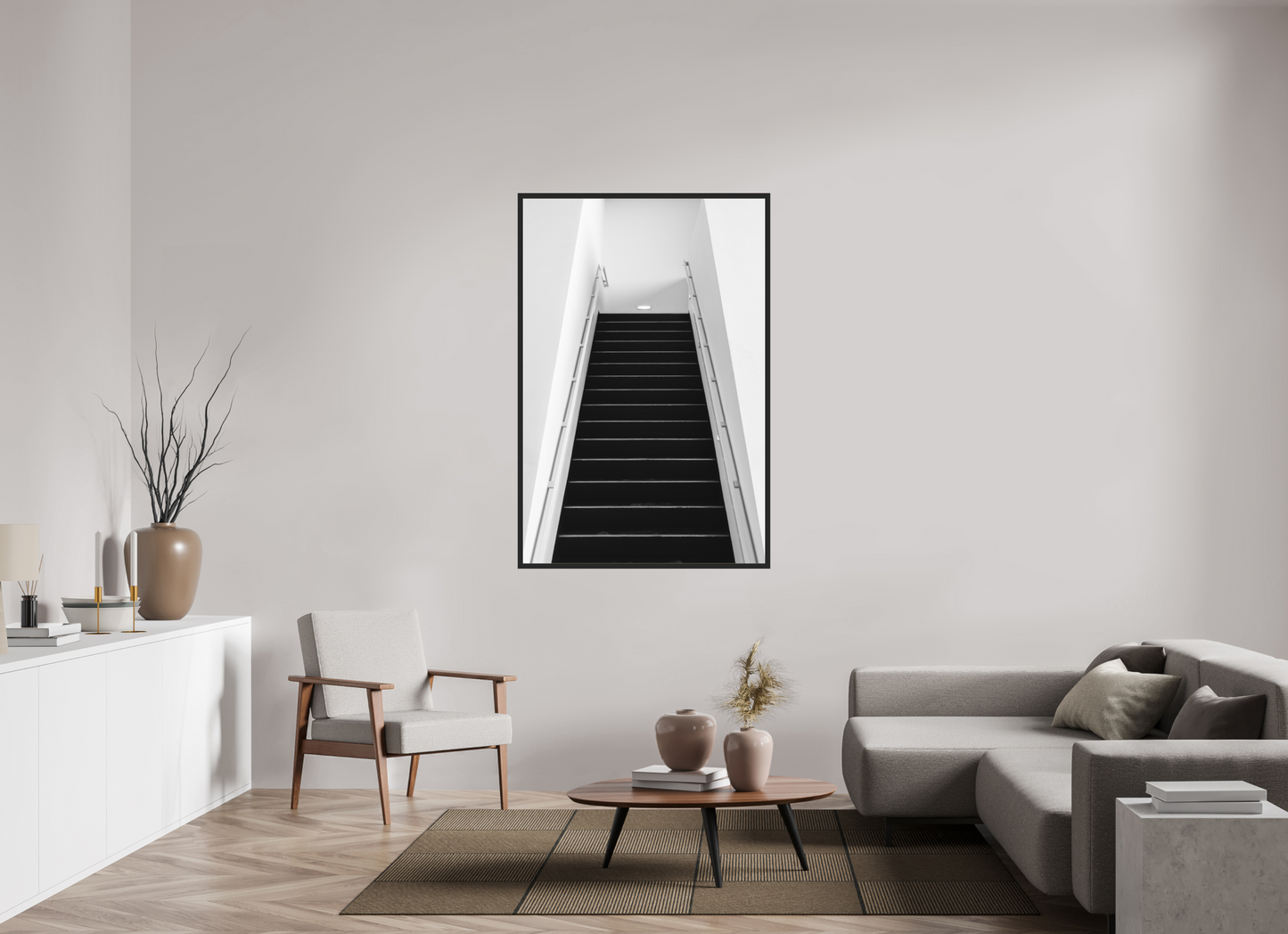 100 x 150 cm, Ilford on Aluminium behind Acrylic Glass, Framed Climb - Schwarzweiß-Architekturfotografie - Hochwertiger Abzug in Galeriequalität