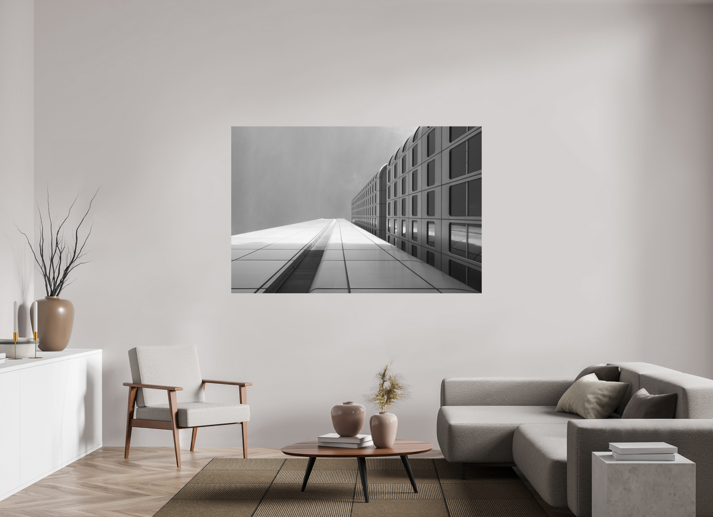 180 x 120 cm, Ilford on Aluminium Vertigo - Schwarzweiß-Architekturfotografie - Hochwertiger Abzug in Galeriequalität