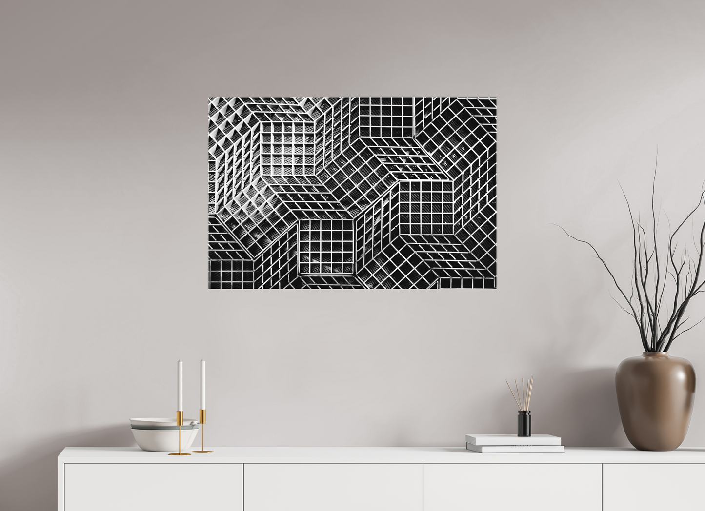 Rubik's Cube - Abstrakte Schwarzweiß-Fotografie, Naheinstellung - Hochwertiger Abzug in Galeriequalität