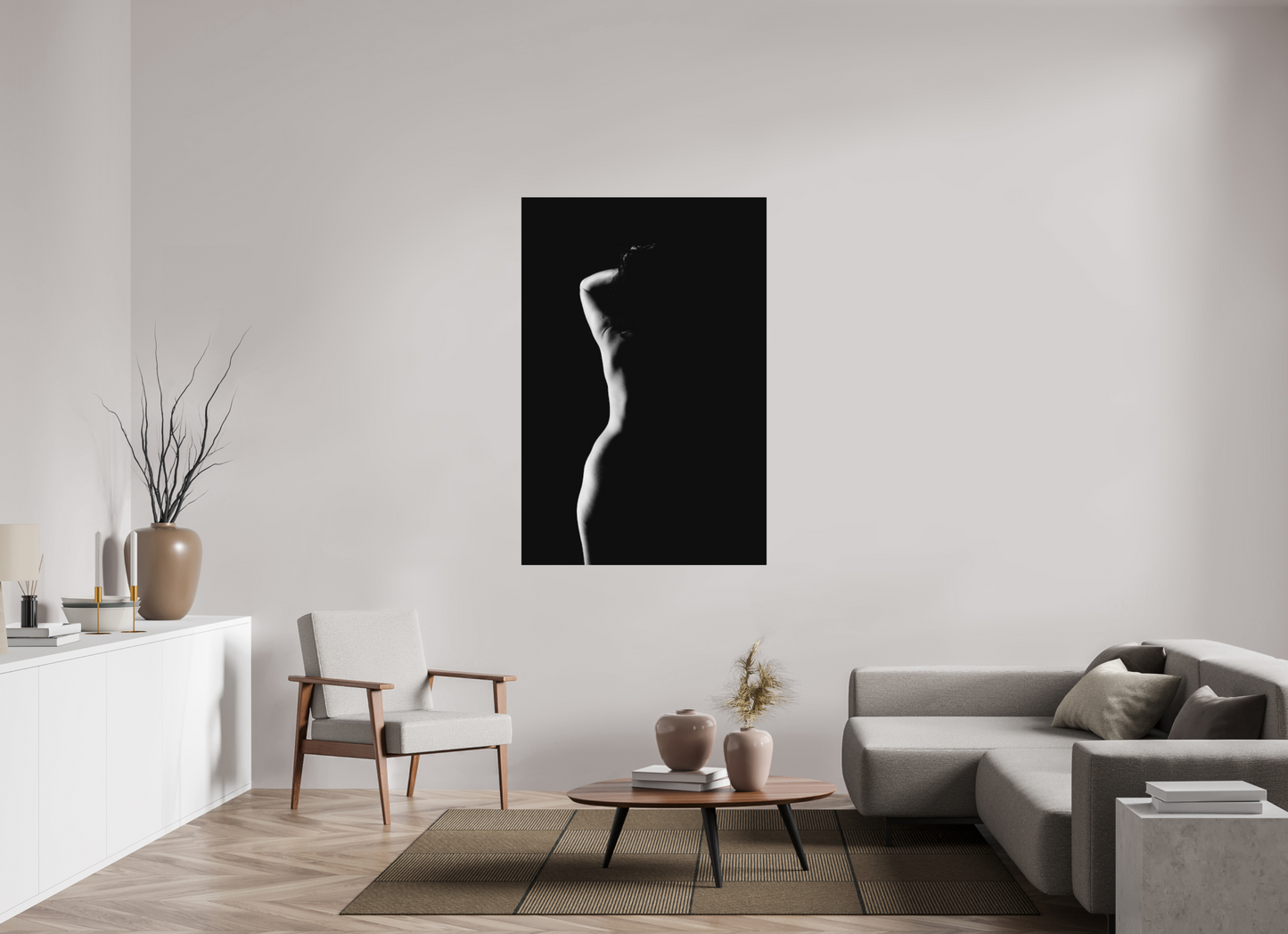Crescent Moon - Schwarzweiß-Fotografie, Teilakt - Hochwertiger Abzug in Galeriequalität