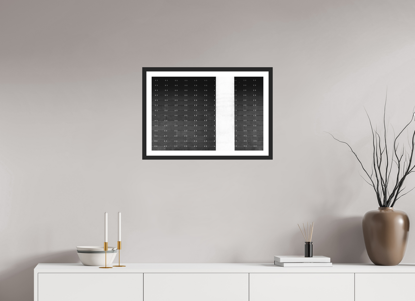 60 x 40 cm, Ilford on Aluminium behind Acrylic Glass, Framed with Border Drawers -Schwarzweiß-Fotografie, Naheinstellung - Hochwertiger Abzug in Galeriequalität