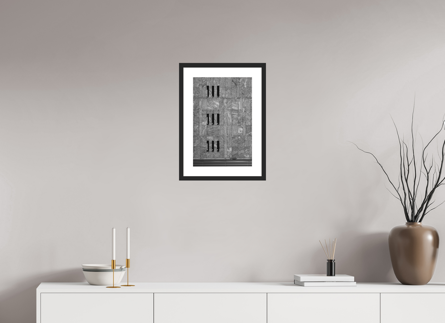 30 x 45 cm, Ilford Framed with Passepartout and Premium Glass Nine - Schwarzweiß-Architekturfotografie - Hochwertiger Abzug in Galeriequalität