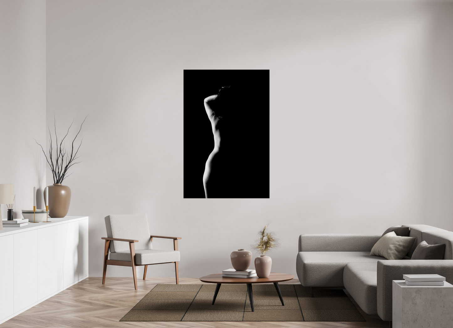Crescent Moon - Schwarzweiß-Fotografie, Teilakt - Hochwertiger Abzug in Galeriequalität