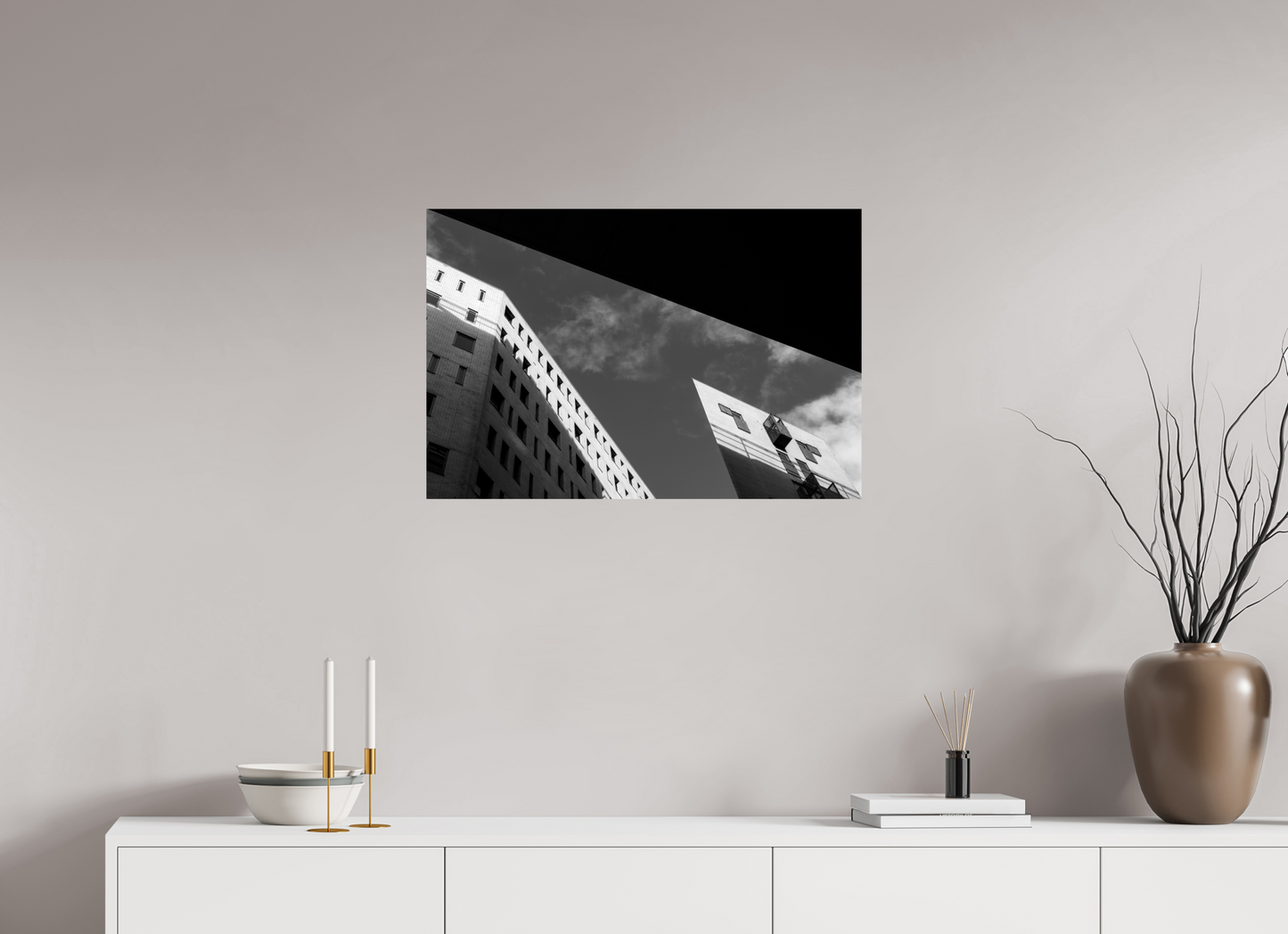 75 x 50 cm, Baryta Photo Print Truncated - Schwarzweiß-Architekturfotografie - Hochwertiger Abzug in Galeriequalität