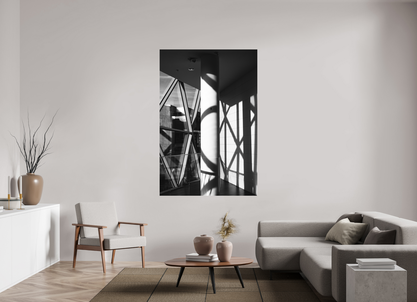 120 x 180 cm, Ilford on Aluminium Cornered - Schwarzweiß-Architekturfotografie - Hochwertiger Abzug in Galeriequalität