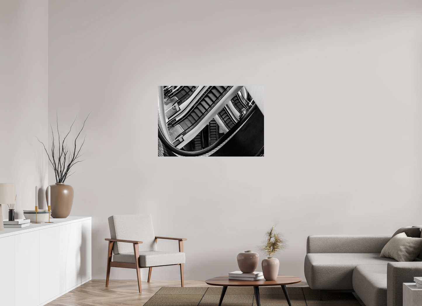 105 x 70 cm, Ilford Photo Print Labyrinth - Schwarzweiß-Architekturfotografie - Hochwertiger Abzug in Galeriequalität