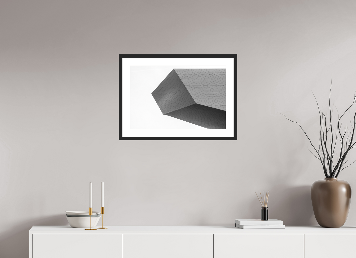 60 x 40 cm, Baryta Framed with Passepartout and Premium Glass Intruder - Schwarzweiß-Architekturfotografie - Hochwertiger Abzug in Galeriequalität