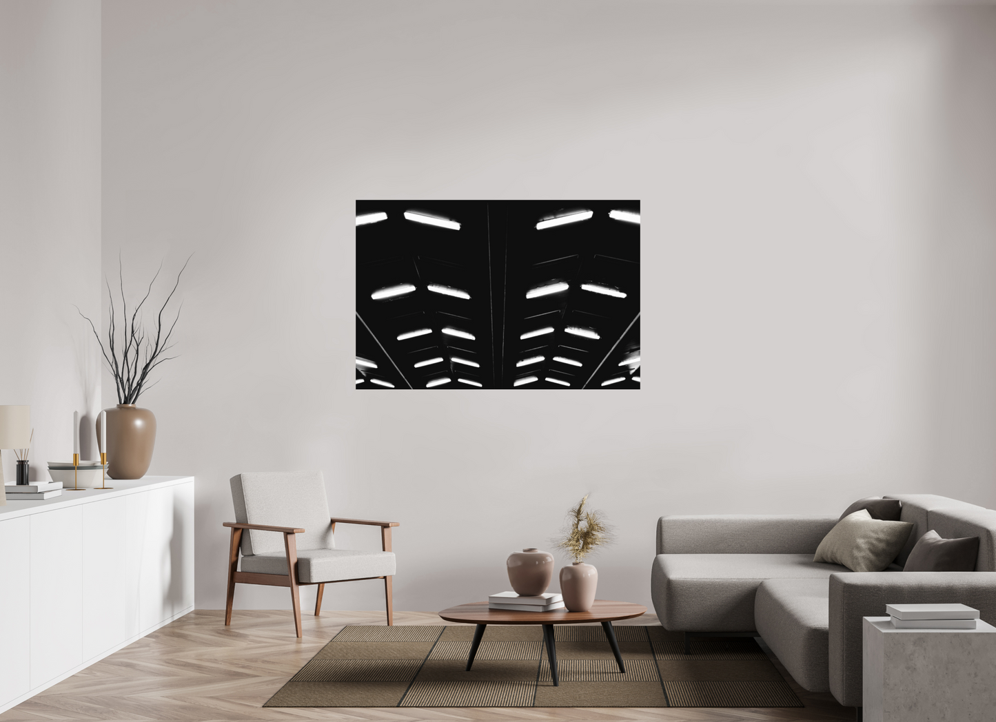 Flock - Abstrakte Schwarzweiß-Nachtfotografie - Hochwertiger Abzug in Galeriequalität
